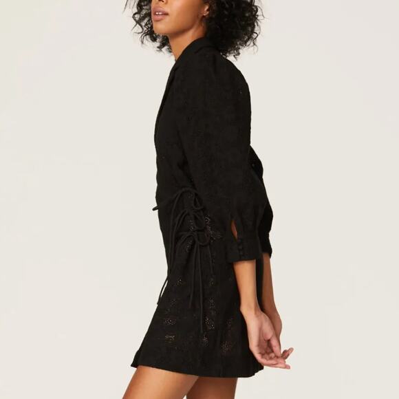 Hofmann Copenhagen Black Mini Wrap Dress SMALL Designer Lace Party Cottage $480 - Picture 2 of 13